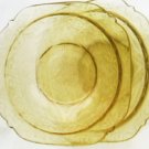 Federal Glass depression berry bowls & saucer Madrid yellow amber set of two excellent