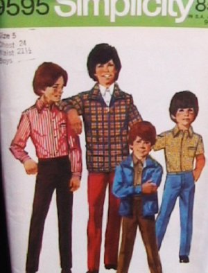 Simplicity 9595 boys size 5 sewing pattern 1971 vintage uncut jacket shirt pants