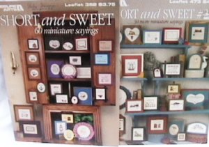 Cross Stitch patterns leaflet Short & Sweet miniature sayings #1 & 2 Leisure Arts
