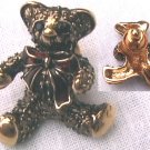 Avon pin teddy bear goldtone c1990 red ribbon