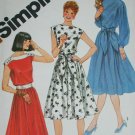 Simplicity 5325 sewing pattern misses' pullover dress & sash batau neckline size 10 uncut