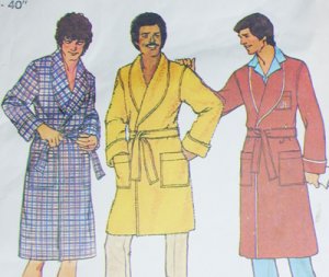 Simplicity 7080 vintage sewing pattern man's robe size M & monogram transfers