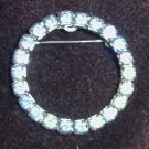 Vintage blue rhinestone pronged pin circle silver tone setting jewelry Vintage blue rhinestone pronged pin circle silver tone setting jewelry