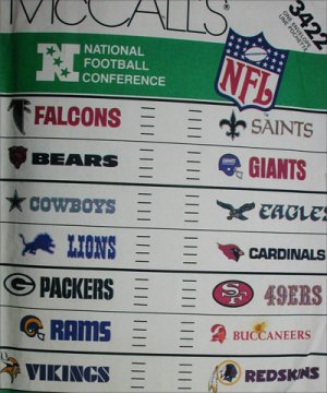 McCall 3422 pattern NFL applique transfer logos & names in 2 sizes all 14 teams unused