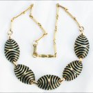 Vintage necklace gold tone metal with black enamel accents circa 1960s jewelry Vintage necklace gold tone metal with black enamel accents circa 1960s jewelry