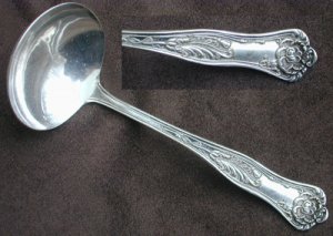 Atlas Silver Co ladle silverplate flatware ATF1 flowers on handle