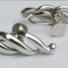 Vintage Coro jewelry screw back earrings silver tone spirals