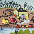 Finished completed needlepoint country scene 14 x 13 3/4 inches Finished completed needlepoint country scene 14 x 13 3/4 inches