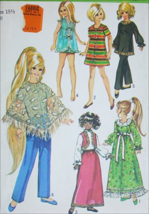 Simplicity 9138 sewing pattern for 15 1/2 inch doll wardrobe