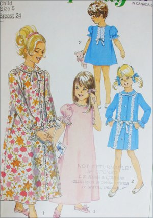 McCall 6309 1940s Cozy Child's NIGHTGOWN Vintage Sewing Pattern