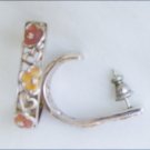 Avon sterling earrings enamel pink flowers silver tone hearts hoop style jewelry Avon sterling earrings enamel pink flowers silver tone hearts hoop style jewelry