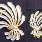 St. Labre vintage pin gold tone and white enamel spray brooch jewelry St. Labre vintage pin gold tone and white enamel spray brooch jewelry