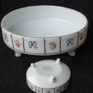 Nippon hand painted salt cellar on legs round 2 1/2 inches