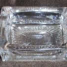 Large rectangular clear glass salt cellar ray pattern bottom 2x3 inches