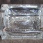 Large rectangular clear glass salt cellar ray pattern bottom 2x3 inches