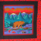 Cranston Print Works bear and fish pillow top fabric 2 panels