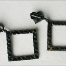 Black rhinestone 1 inch square clip earrings vintage jewelry Black rhinestone 1 inch square clip earrings vintage jewelry