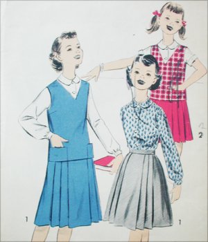 Vintage Advance 8719 sewing pattern circa 1950s girls skirt jerkin blouse size 10 B28