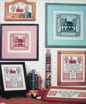 Cross stitch pattern leaflet Thanks Teacher with school house