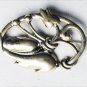 Sterling pin flower tulip leaf marked oval 2 1/4 x 1 3/4 inches vintage jewelry