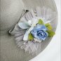 Large gray wide brim picture hat straw like look excellent condition