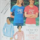 Simplicity 7290 T shirts sewing pattern size M chest bust 35 to 36 1/2 inches stretch knits Simplicity 7290 T shirts sewing pattern size M chest bust 35 to 36 1/2 inches stretch knits
