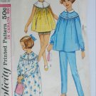 Simplicity 5552 childs nightgown PJs size 12 B30 vintage 1964 pattern