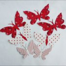 Craft appliques seven butterflies red white fabric