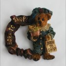 Boyds Bearswear pin Born to Shop lady bear resin material Boyds Bearswear pin Born to Shop lady bear resin material