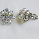 Vintage crystal clip earrings 3/4 inch diameter iridescent Vintage crystal clip earrings 3/4 inch diameter iridescent