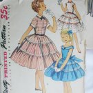 Simplicity 1255 girls dress size 14 bust 21 vintage 1955 sewing pattern