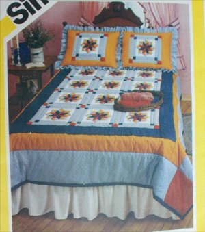 Simplicity 6145 patchwork quilt pattern in four sizes pillow sham UNCUT