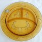 Tiara amber nursery rhyme plate divided dish original sticker 8 1/2" glass