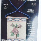 French Country cross stitch kit rose motif on wire hanger MIP French Country cross stitch kit rose motif on wire hanger MIP