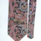 Van Heusen 100% silk man's necktie black red paisley 3 3/4 inch necktie