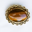Oval tiger eye pin burnished gold tone setting 1 3/8 inch jewelry Oval tiger eye pin burnished gold tone setting 1 3/8 inch jewelry