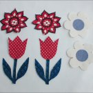 Craft appliques 6 flowers denim like fabric 2 tulips 4 others Craft appliques 6 flowers denim like fabric 2 tulips 4 others