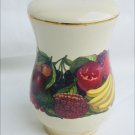 Vintage pepper or salt shaker creamy white yellow fruit decal 4 inches