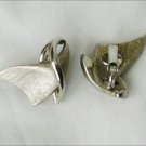 Burnished silver tone metal clip earrings vintage jewelry