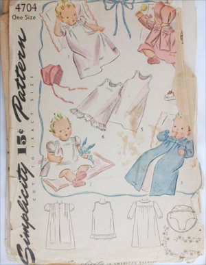 Simplicity 3506 vintage baby layout pattern Christening dress kimono circa 1950