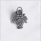 Avon lapel pin flower basket marcasites silver tone jewelry