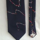 Vintage Cappaccino man's necktie navy with blue white neck tie 4 1/4 inch