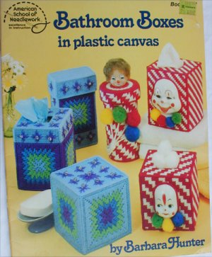 American School Needlework Bathroom Boxes in plastic canvas patterns