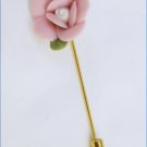China rose stick pin pink rose green leaf 2 1/4" unmarked stickpin jewelry China rose stick pin pink rose green leaf 2 1/4" unmarked stickpin jewelry