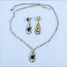 Clear and black rhinestone necklace earrings demi parure jewelry set Clear and black rhinestone necklace earrings demi parure jewelry set