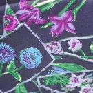 Satin feel polyester fabric dark navy & flowers 58" wide SS7104 mark Satin feel polyester fabric dark navy & flowers 58" wide SS7104 mark