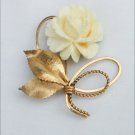 Alice Caviness 1/20 12 KGF ivory rose pin vintage jewelry