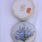 Lefton hand painted trinket box blue flowers on light blue china