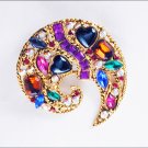 Modern rhinestone heart pin crescent shape no mark jewelry