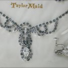 Taylor Maid demi parure set rhinestone necklace center drop loops & earrings Taylor Maid demi parure set rhinestone necklace center drop loops & earrings